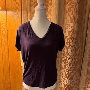 Express Deep Purple V-Neck Short Sleeve Tee